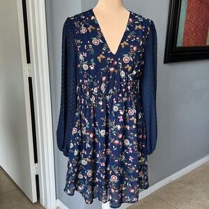 Umgee Navy Floral Dress